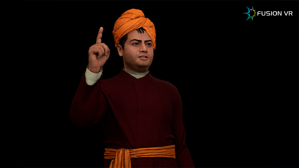 Ask Vivekananda augmented reality experience with life-size Swamiji