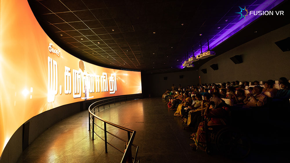 80-seat Immersive Cinema Hall with 60-foot curved screen at Kalaignar Memorial Museum