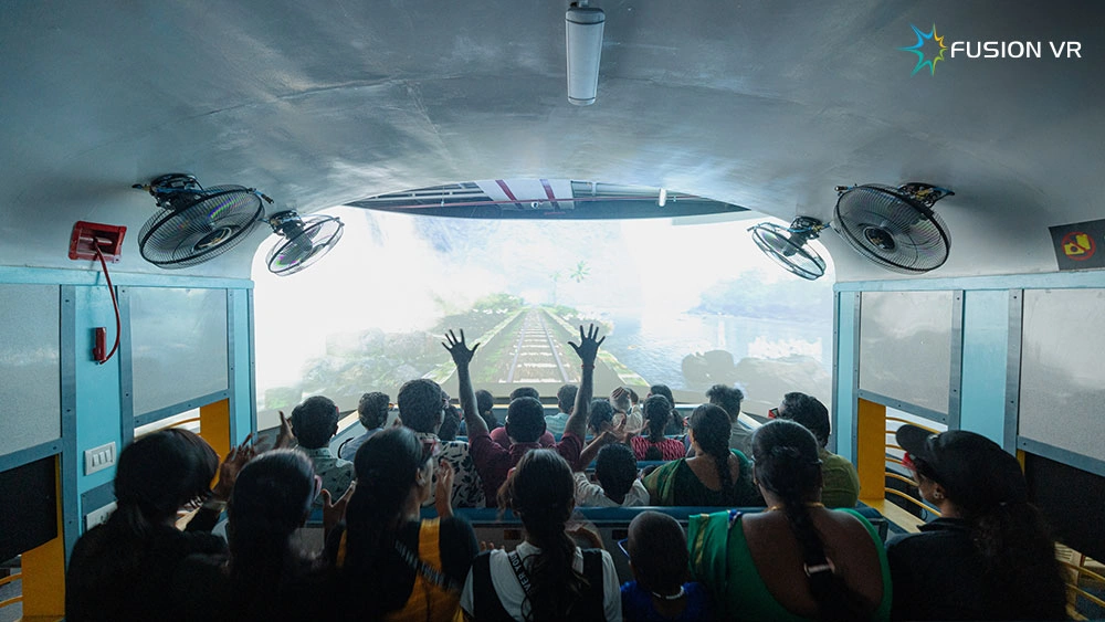 Kalaignar Express 7DX open-carriage train simulator with curved stereoscopic