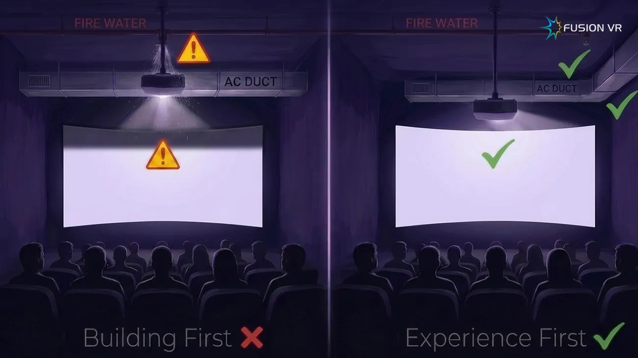 Building First versus Experience First: the same theatre done wrong and done right in a digital museum