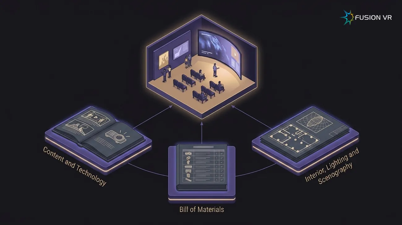 One digital museum gallery with its full documentation: content and technology, bill of materials, interior and scenography