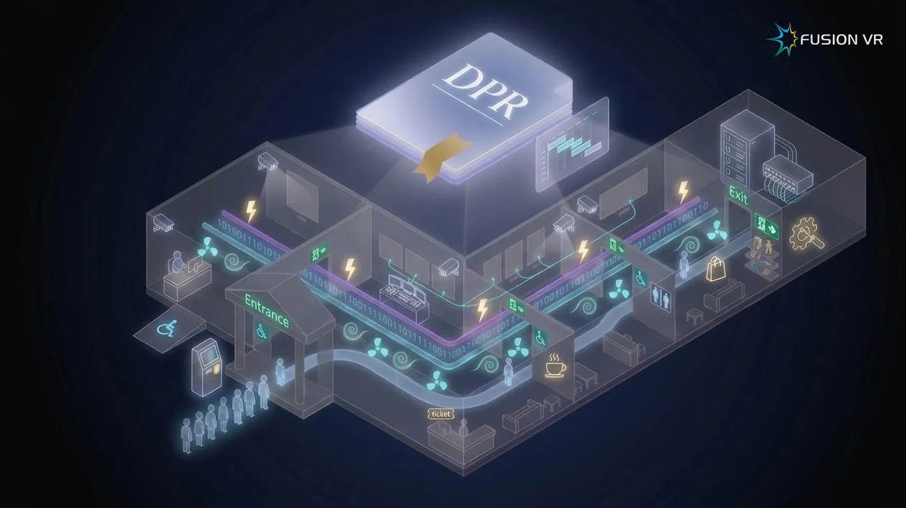 Digital museum documented once museum-wide: systems, visitor flow, security, amenities and programme under one DPR