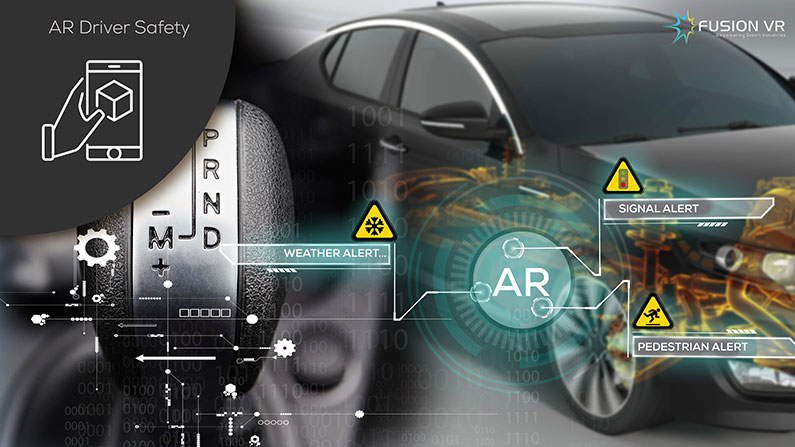 Augmented Reality (AR) warns the driver about weather, traffic and pedestrian alert