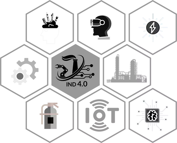 Set of Industry 4.0 technology icons representing Subject Matter Expertise of Fusion VR