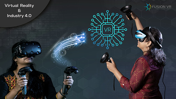 The visualization of Industry 4.0 by wearing Virtual Reality (VR).