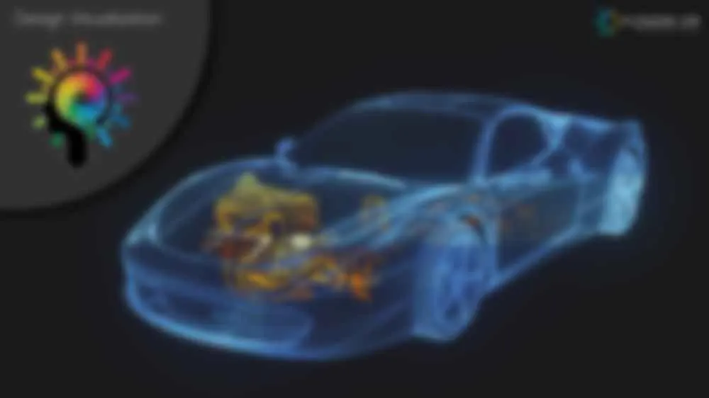 Car Design X-Ray view with internal Automotive Engine visualised using VR-AR-MR technology